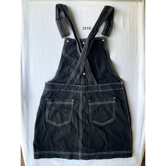 FOREVER 21 Women Overall Bib Above Knee Skirt size M, Black with White Stitches - Picture 11 of 11